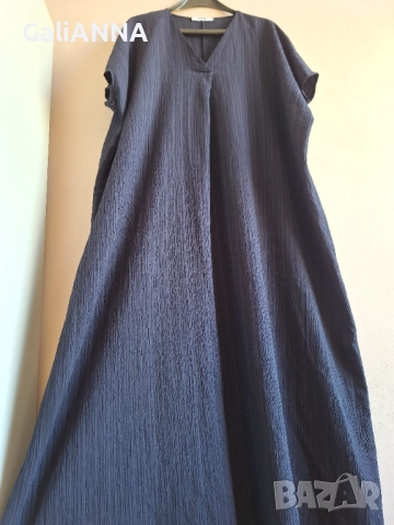 ДЪЛГА ТЪМНОСИНЯ РОКЛЯ 3XL-5XL, снимка 7 - Рокли - 51637100