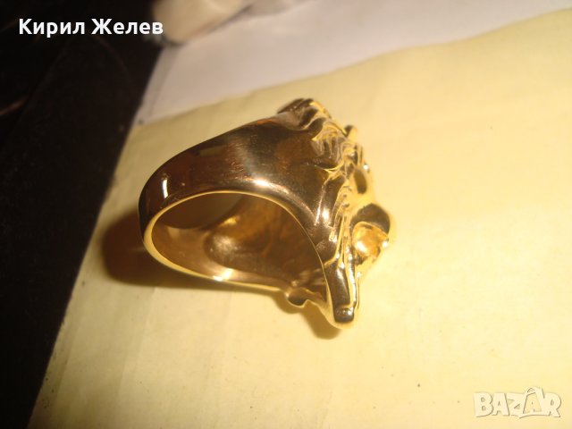 ПОЗЛАТЕН ПРЪСТЕН ЛЪВСКА ГЛАВА ГРИВА НЕРЪЖДАЕМА БЛАГОРОДНА СТОМАНА НОВ РЯДЪК МОДЕЛ 25033, снимка 6 - Пръстени - 34424280