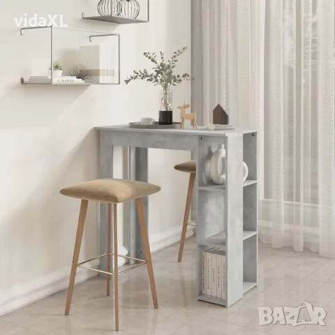 vidaXL Бар маса с рафт, бетонно сива, 102x50x103,5 см, инженерно дърво, снимка 6 - Маси - 56147818