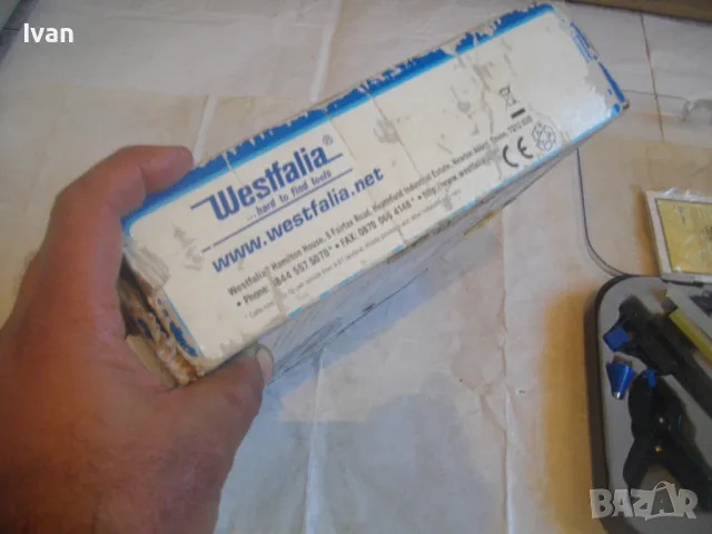 НОВ Немски ЕЛЕКТРИЧЕСКИ ПИСТОЛЕТ ПЪЛЕН КОМПЛЕКТ ЗА ЛЕПЕНЕ С ПРЪЧКИ СИЛИКОН ф11мм WESTFALIA FL-528 , снимка 6 - Други инструменти - 47688742