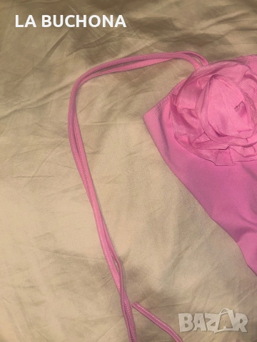 Розово боди с роза и връзки, снимка 3 - Корсети, бюстиета, топове - 54067682