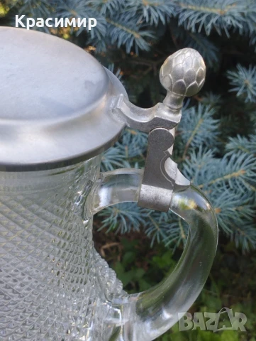 Винтидж кана с калаен капак , снимка 3 - Антикварни и старинни предмети - 51072924