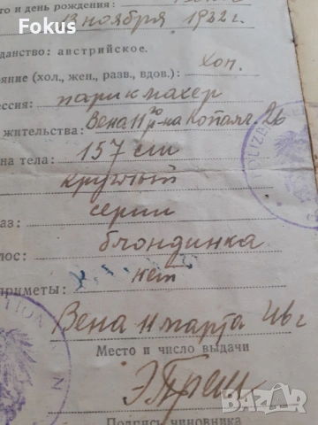 Стар паспорт Австрия Виена - оригинал, снимка 6 - Антикварни и старинни предмети - 53307027