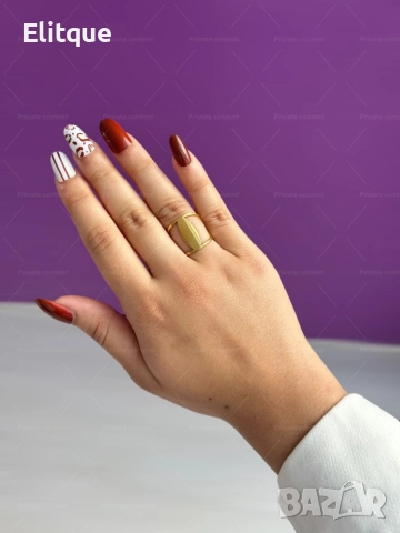 Дамски пръстен от неръждаема стомана тип шанел със златисто покритие