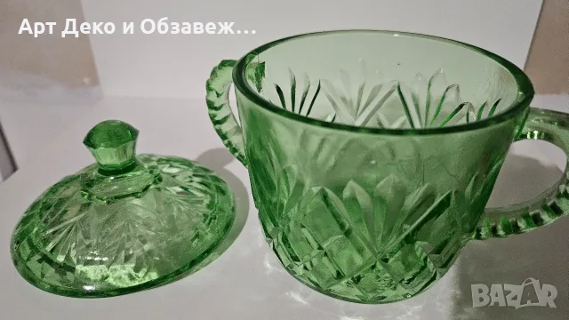 Винтидж стиклена захарничка, снимка 4 - Аксесоари за кухня - 56532649