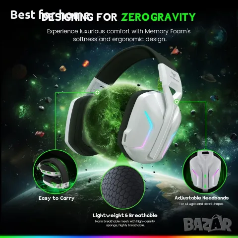 Безжични геймърски слушалки WESEARY за Xbox Series X|S, цвят Flux White, снимка 6 - Bluetooth слушалки - 56150681