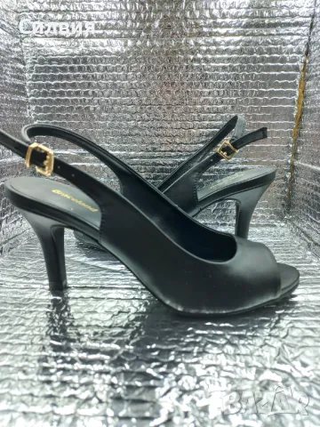 Дамски летни обувки на ток, естествена кожа, черни, Graceland, купени от Deichmann, N 36