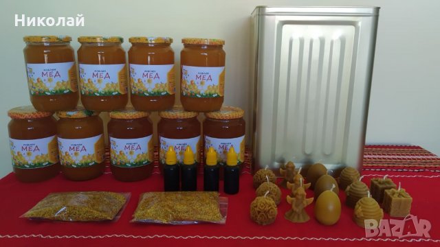 Пчелен мед и пчелни продукти : клеева , (прополисова) тинктура , прашец , тематични восъчни свещи, снимка 1 - Пчелни продукти - 30148826