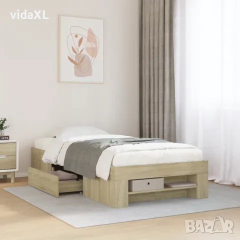 vidaXL Рамка за легло без матрак сонома дъб 75x190 см инженерно дърво, снимка 2 - Спални и легла - 56146878