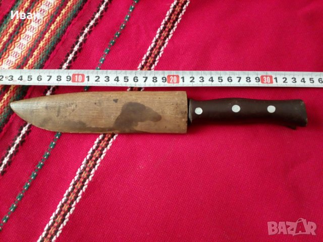 Стар Нож С Дървена Стара Кания за Силяха Пояса, снимка 2 - Антикварни и старинни предмети - 29593065