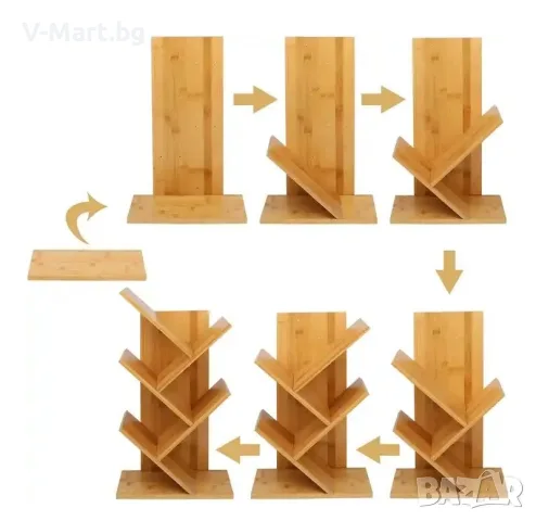 Eтажерка за книги, 4 рафта, 6 отделения, 60х 26,5 x 15,5 см БЯЛА, снимка 7 - Етажерки - 55831991