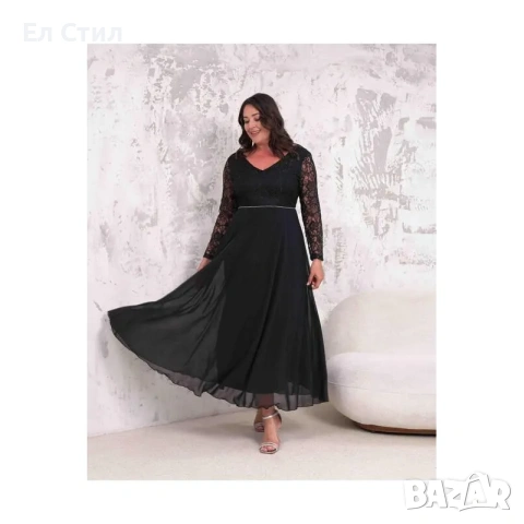 💕Официална дълга рокля макси с дантела и шифон, снимка 4 - Рокли - 53943194