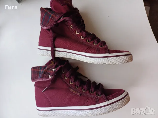 вишневи високи кецове Адидас 36 2/3, снимка 4 - Кецове - 48473486