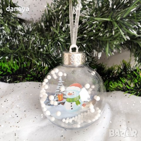 4257 Прозрачни коледни топки за елха с декорация Снежко, 3 броя, снимка 3 - Декорация за дома - 42905721