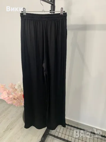 Черен сатенен панталон размер S, снимка 8 - Панталони - 49456502