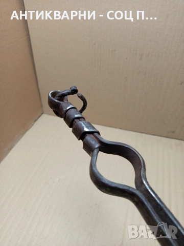 Стар Ръчно Кован Масивен Дилав За Огнища Камини Барбекюта. , снимка 4 - Антикварни и старинни предмети - 52578186