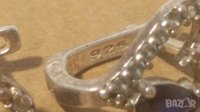 Две сребърни обици 925 със сини камъни, снимка 2 - Обеци - 51509846