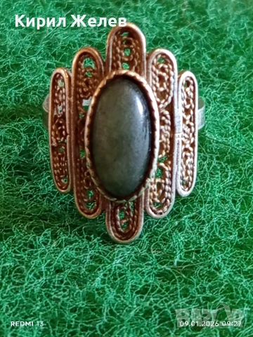 Авторски ръчно изработен сребърен пръстен с АХАТ филигранна изработка Арт бижу 52777