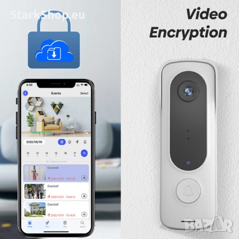 T33 Смарт видео звънец PIR детекция на движение, снимка 2 - Други - 52921274