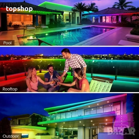 AILBTON 200 фута външни LED ленти, водоустойчиви, IP68 външни LED ленти, водоустойчиви с Bluetooth.., снимка 8 - Лед осветление - 51636497