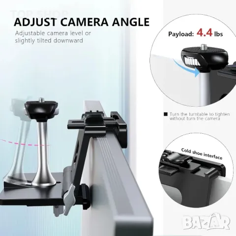 Стойка за монтиране на камера на монитор RAUBAY, с 1/4" винт, горна поддръжка на MILC, снимка 4 - Стойки, 3D очила, аксесоари - 49488042