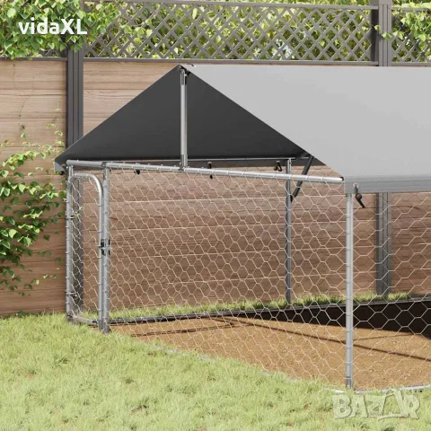 vidaXL Дворна клетка за кучета с покрив, 600x300x150 см, снимка 3 - За кучета - 56146183