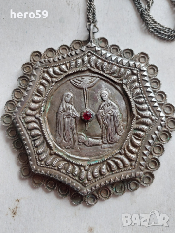 Много стара сребърна православна панагия, снимка 2 - Антикварни и старинни предмети - 44745107
