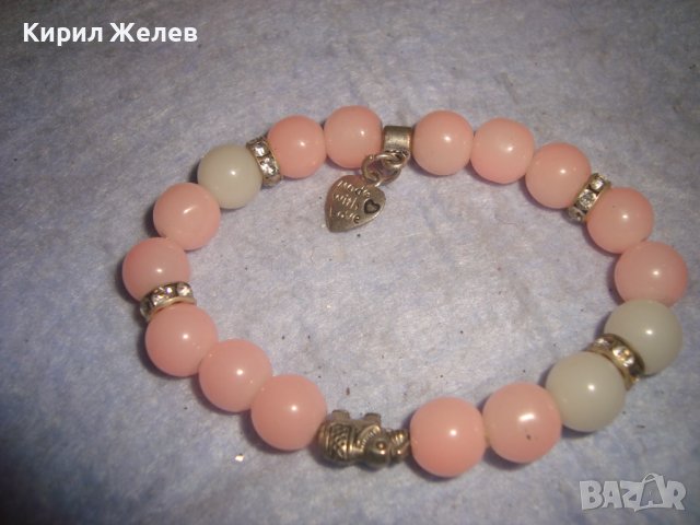 ПОСРЕБРЕНА ХЕНД МЕЙД ЛЯТНА АРТ ГРИВНА РОЗОВ и МЛЕЧЕН ШЛИФОВАН КВАРЦ 18260