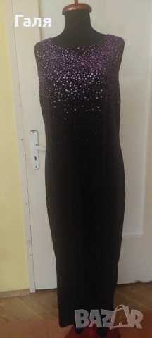 Дълга рокля кадифе/плюш , тъмно лилава,  размер ХЛ