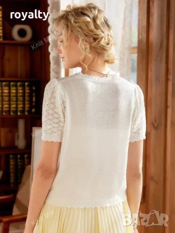 Блуза във френски стил с флорална бродерия 🍋, снимка 3 - Блузи с дълъг ръкав и пуловери - 49206084