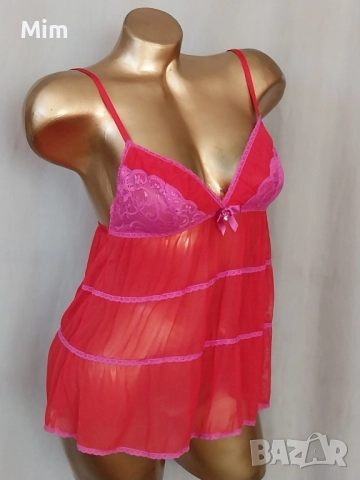 S Червена къса нощница , снимка 4 - Корсети, бюстиета, топове - 51469934