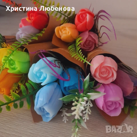 Букети от глицеринови лалета , снимка 3 - Декорация за дома - 51375055