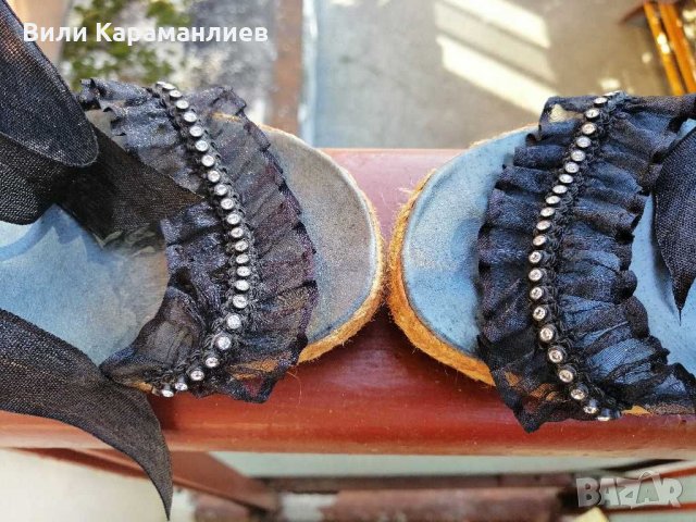 Испански сандали на платформа с ефектни камъни и тюл , снимка 4 - Сандали - 29645749