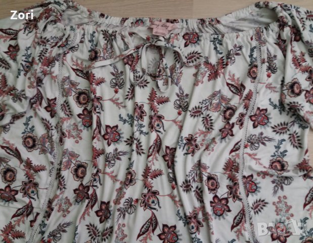 Бяла риза/блуза в бохо-стил с пейсли принт и дантелка размер 3ХЛ/4ХЛ, снимка 2 - Ризи - 30797738
