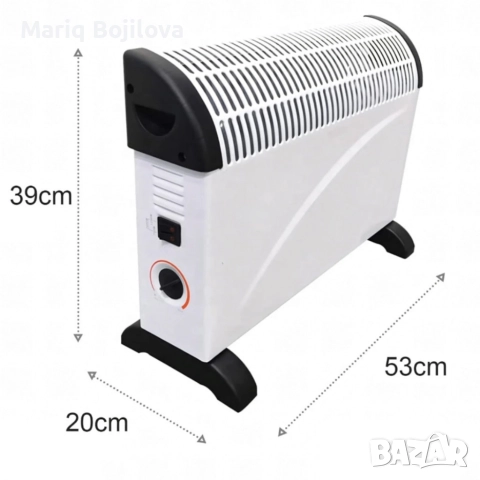 Електрически конвектор 2000 W с термостат – Енергийно ефективен и тих отоплител за всяко помещение, снимка 7 - Отоплителни печки - 52826471