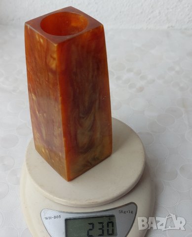 Стара ваза каталин, 230 грама, цвят кехлибар, снимка 5 - Вази - 42415889