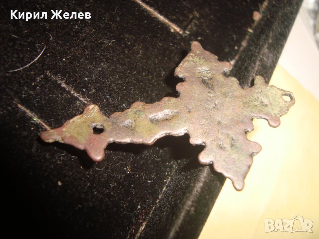 СТАРИННО МЕДНО ПРАВОСЛАВНО РАЗПЯТИЕ НАГРЪДЕН КРЪСТ с ПАТИНА РЯДЪК 24898, снимка 5 - Антикварни и старинни предмети - 34368501