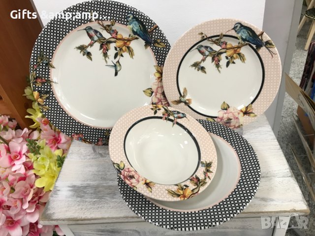 Порцеланов сервиз за хранене с птици - 24 части