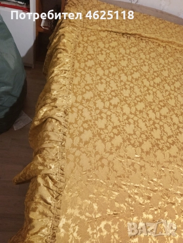 Покривка златиста с драперии за легло/спалня 1.40/2м, снимка 8 - Покривки за легло - 52617902