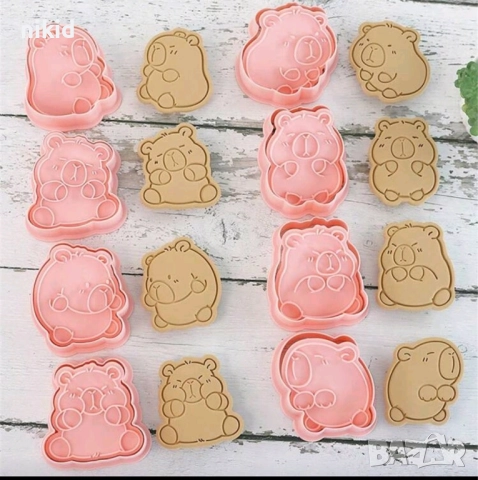 8 бр Капибара Capybara пластмасови разглобяеми резци форми фондан тесто бисквитки резец форма, снимка 4 - Форми - 51827625