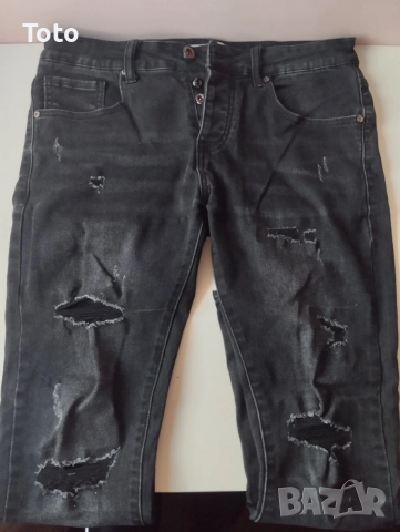 Черни мъжки дънки накъсани (Purple Jeans style)