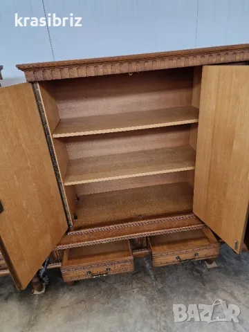 Масивен Шкаф с Дърворезба- внос от Германия! , снимка 3 - Шкафове - 50188257