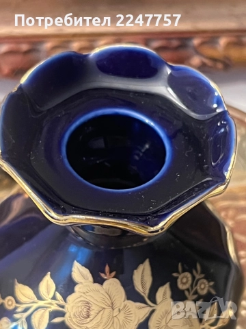 Ваза порцелан с 24 К Gold, снимка 3 - Антикварни и старинни предмети - 52964362