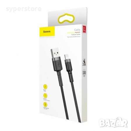 Кабел Lightning към USB Baseus Cafule CALKLF-BG1 2.4A за Apple устройства 1m Черна оплетка, снимка 4 - USB кабели - 38556395