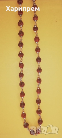 Гердани-рудракши със злаатист обков , снимка 3 - Колиета, медальони, синджири - 52793762