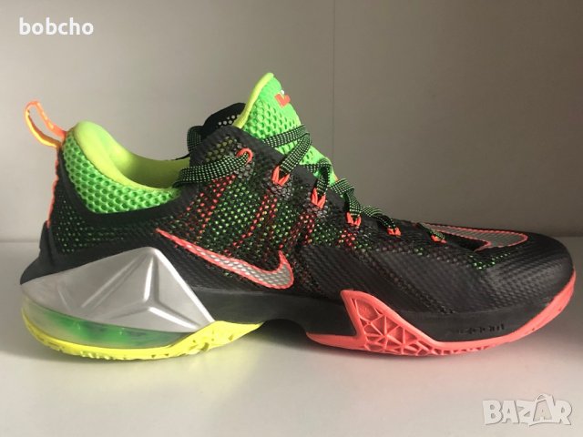 Nike LeBron 12 Low Remix Sneaker sz 10 Black/Metallic Silver-Green 724557-003, снимка 5 - Кецове - 38837819