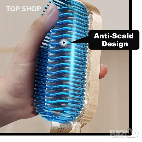 Керамична йонна четка за изправяне FURIDEN, Anti Frizz, иновативна преса за косагорещ гребен,, снимка 2 - Преси за коса - 48648182