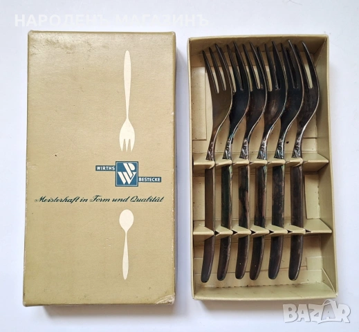 WIRTHS - GERMANY - Дебело посребрени десертни вилички – 6 броя сервиз вилици сребро