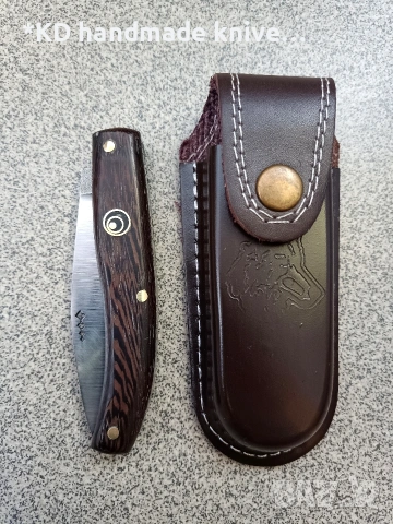 Сгъваем нож ръчно изработен + ПОДАРЪК кания, снимка 5 - Ножове - 53273532