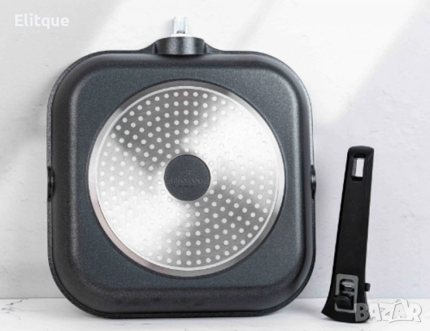 Тиган грил с капак Bohmann, 28х28х5.5см., Лят алуминий, Подвижна дръжка, Индукция, снимка 5 - Съдове за готвене - 52818822